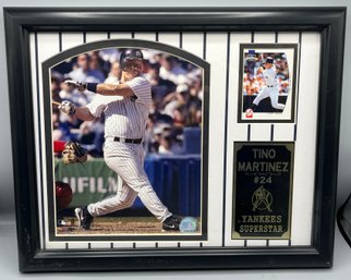 Tino Martinez #24 NY Yankee Superstar Framed MLB Certified Photograph With Donruss Sportscard