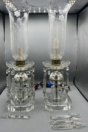 Vintage Crystal Prism Table Lamps - 2 Total