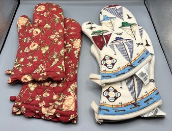 Decorative Oven Mitts - 2 Pairs Total