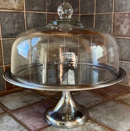 Stainless Steel Pedestal Cake Platter With Glass Lid