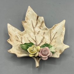 Capodimonte Hand Painted Porcelain Leaf Style Trinket Dish