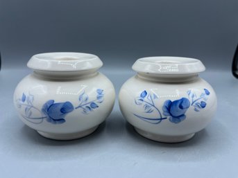 Hand Painted Porcelain Candlestick Holders - 2 Total