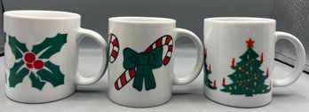 Houston Foods 1992 Ceramic Holiday Pattern Mug Set - 3 Total