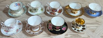 Royal Albert, Royal Standard, And Assorted Fine Bone China Tea Cups & Saucers - 18 Pieces Total