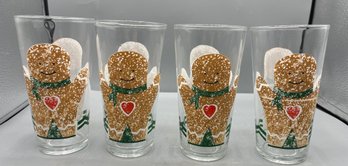 Gingerbread Pattern Drinking Glass Set - 4 Total
