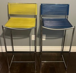 Stainless Steel Slingback Hi-top Stools - 2 Total