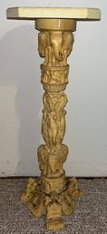 Hand Carved Cast Stone Asian 2 Piece Pedestal