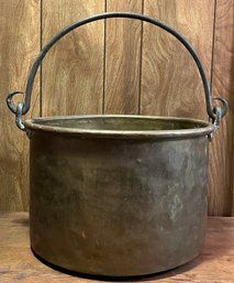 Brass Cauldron With Wrought Iron Handle