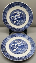 Chinese Garden Transfer-ware Plate Set - 12 Total