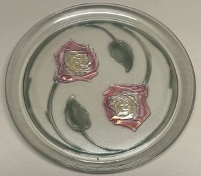 Frosted Glass Floral Pattern Serving Platter