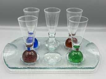 Murano Liquor Glass Set With Tray  - 67 Piece Set