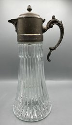 Vintage Silver Plated Glass Water Carafe With Ice Chamber
