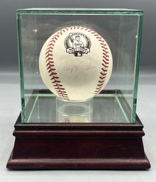 Autographed MLB Baseball With Glass Display Case