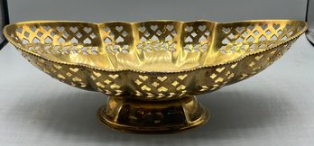 Decorative Brass Plated Footed Bowl
