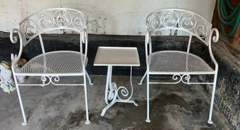 Outdoor Metal Chair & Table Set - 3 Pieces Total