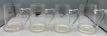 Vintage Grumman Pattern Glass Mug Set - 4 Total