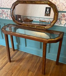 Wooden Onyx Tile Inlay Glass Top Table And Mirror