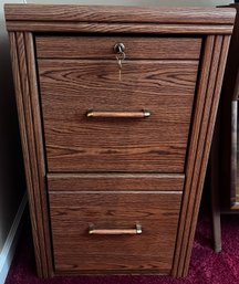 Two-Drawer Locking Filing Cabinet With Built-In Hanging File Folder Rails