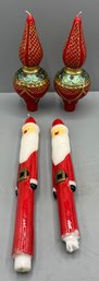 Decorative Holiday Candlesticks - 4 Total