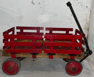 Vintage Wooden Metal Wagon With Side Rails Included