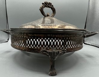 Vintage Silver Plated Chafing Dish With Pyrex Insert