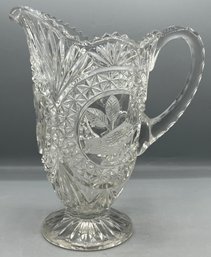 Crystal Etched Bird Pattern Pitcher