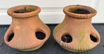 Terracotta Strawberry Pots - 2 Total