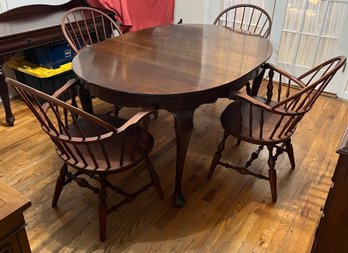 Nichols And Stone Co. Solid Wood Dining Table With 4 Solid Wood Chairs - 1 Leaf Included