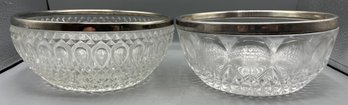 Silver Plated Cut Glass Bowls - 2 Total