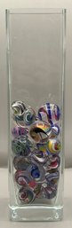 Assorted Glass Marbles With Glass Vase Included