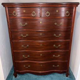 Vintage Mahogany 7-drawer Dresser - Brass Handle Pulls Key Not Included