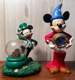 Leprechaun Mickey Snow Globe & Mickey Clock