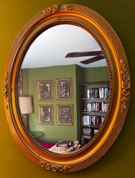 Oval Gold Frame Wood Mirror