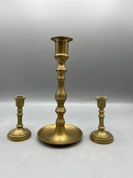 Brass Candlestick Holders - 3 Total