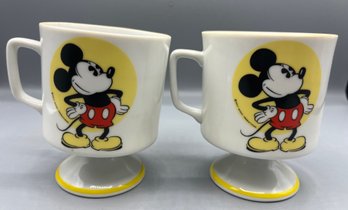 Walt Disney Production Mickey Mouse Porcelain Mug Set - 2 Total - Made In Japan