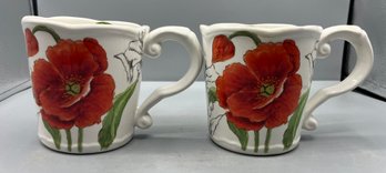 Maxcera Floral Pattern Mugs - 2 Total