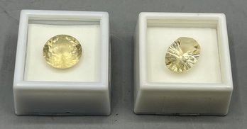Yellow Labradorite Faceted Gemstones - 2 Total - 23 CT Total