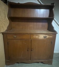 Vintage Wooden Buffet With Cabinet And Hutch - 2 Piece