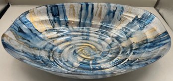 Art Glass Glitter Swirl Pattern Bowl