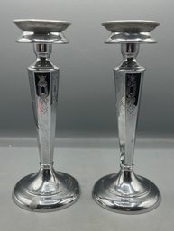 Decorative Silver Plated Candlestick Holders - 2 Total