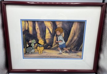 Original Disney Animation Production Cel Framed - Christopher Robbins With Winnie The Pooh