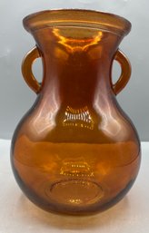 Amber Glass Vase With Handles