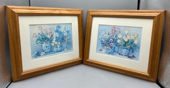 Decorative Floral Prints Framed - 2 Total