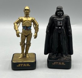 Vintage Plastic Darth Vader & CP3O Figurine Ink Stamps - 2 Total