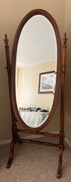 Queen Anne Style Cheval Floor Wood Mirror