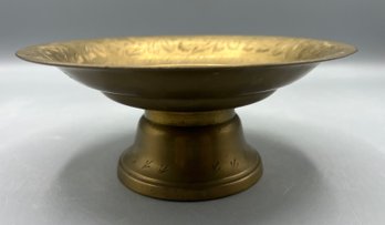 Brass Engraved India 100k Pedestal Trinket Bowl - Made In India