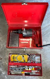 Milwaukee Heavy-duty Corded Hammer Drill #5392 With Assorted Bits And Metal Case