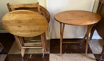 Wooden Snack Table Set With Stand