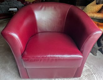 Pier 1 Imports Red Faux Leather Swivel Club Chair