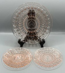 Jeanette Glass Co Bows And Buttons Pattern Glassware Set - 3 Pieces Total